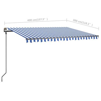 vidaXL Markise Manuell Einziehbar mit Pfosten 4x3 m Blau und Weiß