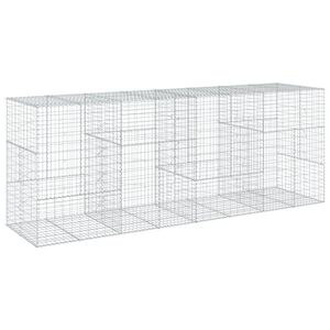 vidaXL Gabione mit Deckel 400x100x150 cm Verzinktes Eisen