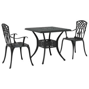 vidaXL Gartentisch Set 3 pcs Schwarz Gussaluminium