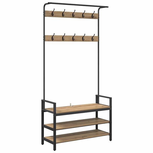 vidaXL Garderobenst&auml;nder Artisan-Eiche 95 x 34 x 184 cm Holzwerkstoff