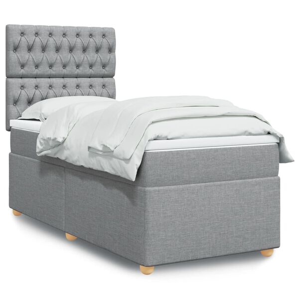 vidaXL Boxspringbett mit Matratze Hellgrau 80x200 cm Stoff