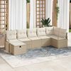vidaXL Garten-Sofa-Set mit Kissen mit Speicher 7 pcs Beige Poly Rattan