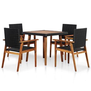 vidaXL 5-tlg. Garten-Essgruppe Poly Rattan Schwarz und Braun