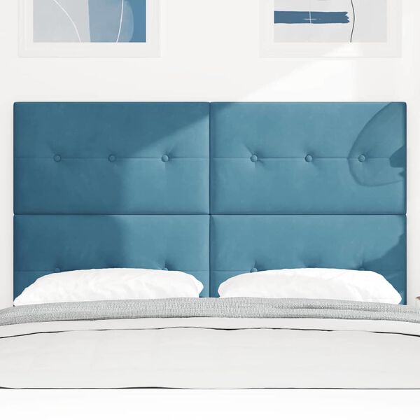 vidaXL LED Kopfteil mit LED-Lichtleisten Blau 160 cm Polyester