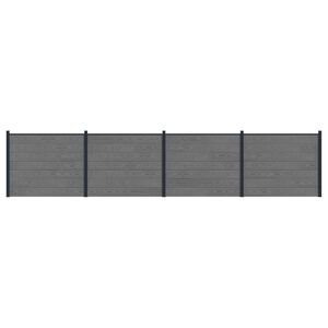 vidaXL Zaunelement 4 pcs WPC und Aluminium Grau