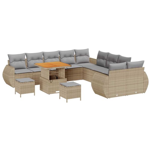 vidaXL Gartensofa-set 13 pcs Beige Poly-Rattan