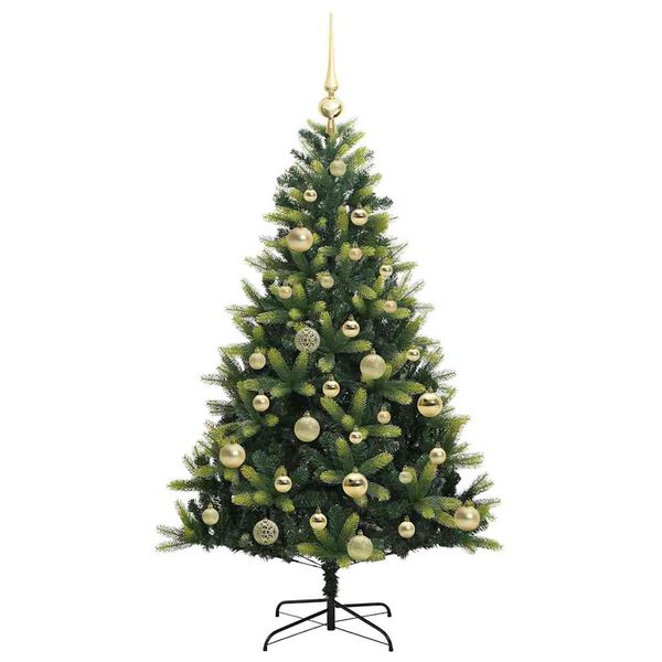 vidaXL K&uuml;nstlicher geflammter Weihnachtsbaum 150 LEDs Gr&uuml;n 120 cm