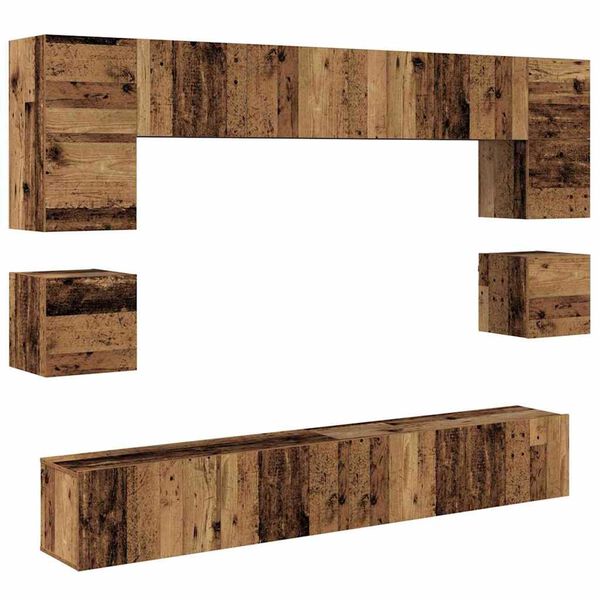 vidaXL TV-Schrankset Wandmontiert 8 pcs Altholz Holzwerkstoff