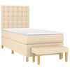 vidaXL Boxspringbett mit Matratze Creme 90x200 cm Stoff