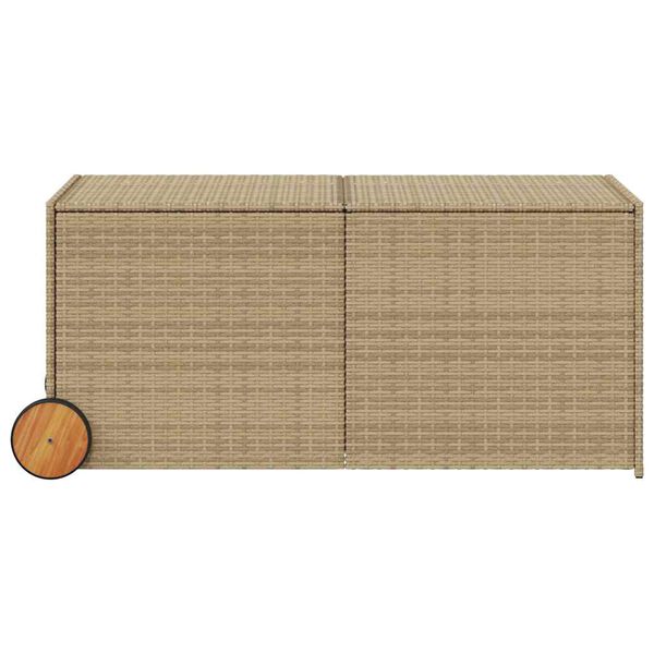 vidaXL Gartentruhe mit Rollen Beige 283L Poly Rattan