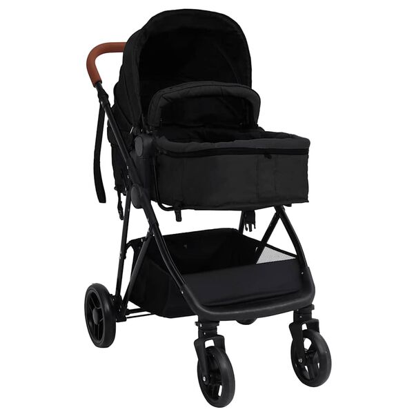 vidaXL 3-in-1 Kinderwagen Anthrazit und Schwarz Stahl