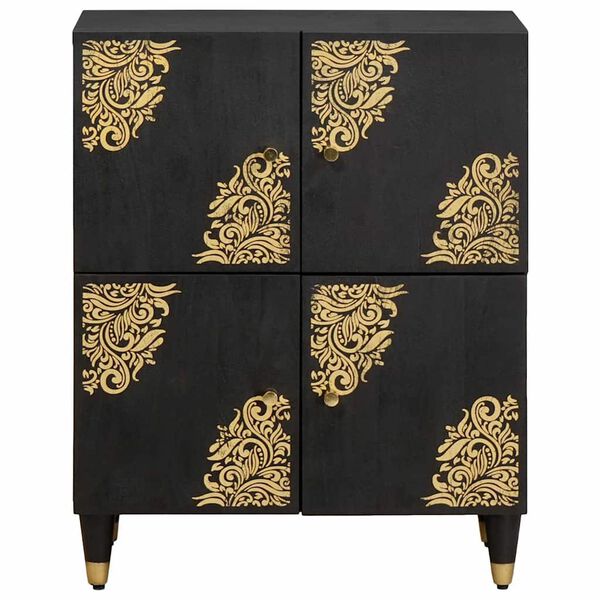 vidaXL Sideboard mit Regal Schwarz 60 x 33 x 75 cm Massivholz Mango