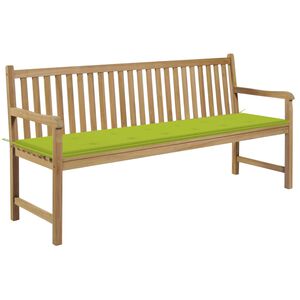 vidaXL Gartenbank mit Hellgr&uuml;ner Auflage 175 cm Massivholz Teak