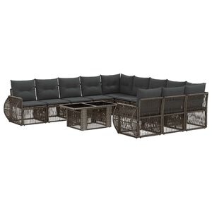 vidaXL Gartensofa-set 12 stk. Grau und Dunkelgrau Poly-Rattan