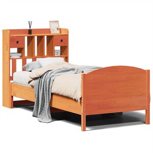 vidaXL Massivholzbett mit Regal ohne Matratze Wachsbraun 75x190 cm