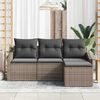 vidaXL Sofa Set mit Kissen mit Speicher 4 pcs Grau Poly-Rattan