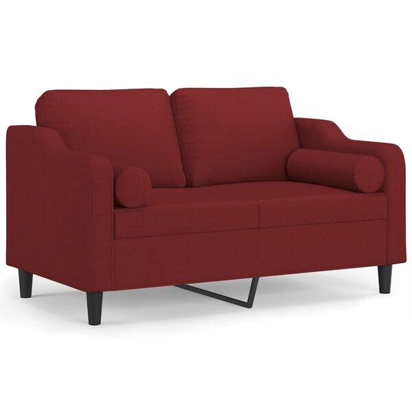 vidaXL 2-Sitzer-Sofa mit Kissen Weinrot 120 cm Stoff
