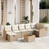 vidaXL 7-tlg. Garten-Sofagarnitur mit Kissen Beige Poly Rattan