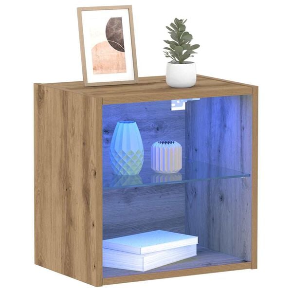 vidaXL Schwimmendes Regal mit LED-Licht Braun 40 x 28,5 x 40 cm