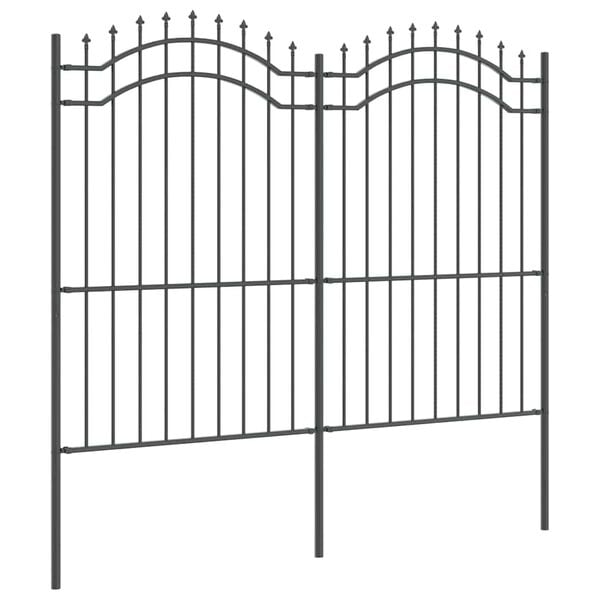 vidaXL Gartenzaun Grau 215 cm Pulverbeschichteter Stahl