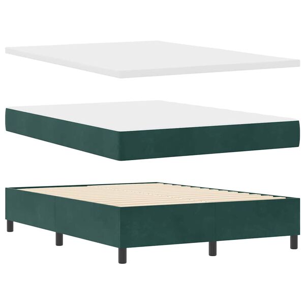 vidaXL Boxspringbett mit Matratze Dunkelgr&uuml;n 140 x 190 cm Samt