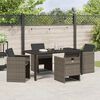 vidaXL Garten Essgruppe mit Kissen 5 pcs Grau Poly-Rattan