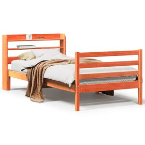 vidaXL Massivholzbett ohne Matratze Wachsbraun 75x190 cm Kiefernholz