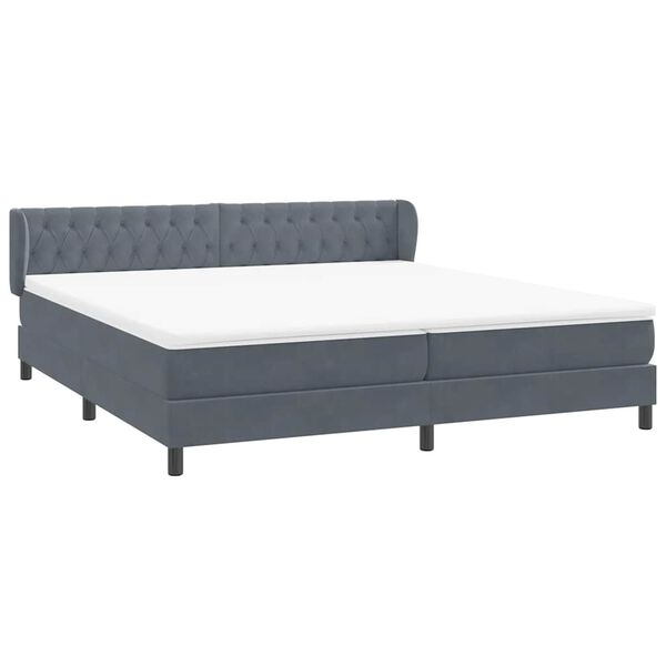 vidaXL Boxspringbett mit Matratzen Dunkelgrau 200x220 cm Samt