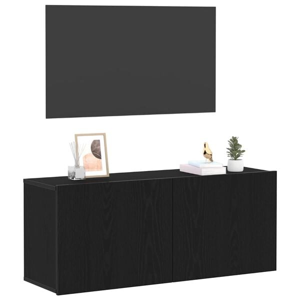 vidaXL TV-Schrankset Schwarz Eichen-Optik 100 x 30 x 41 cm