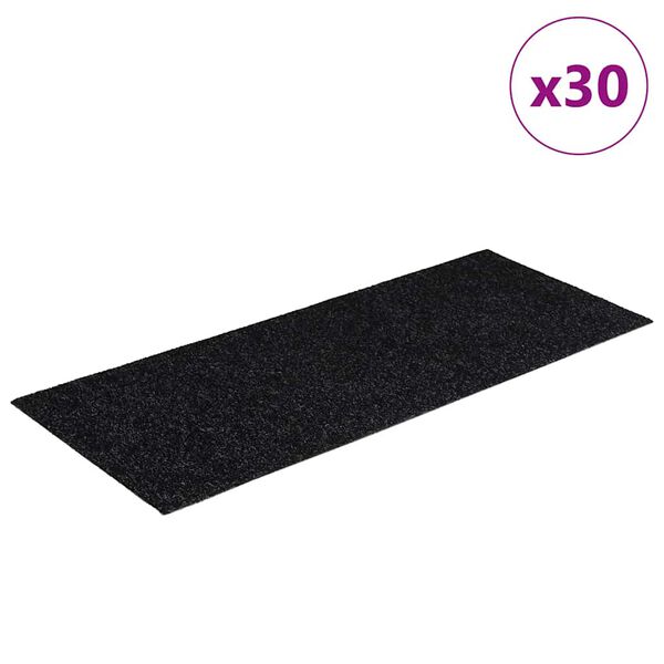 vidaXL Stufenmatten Selbstklebend 30 Stk. 60x25 cm Schwarz Rechteckig
