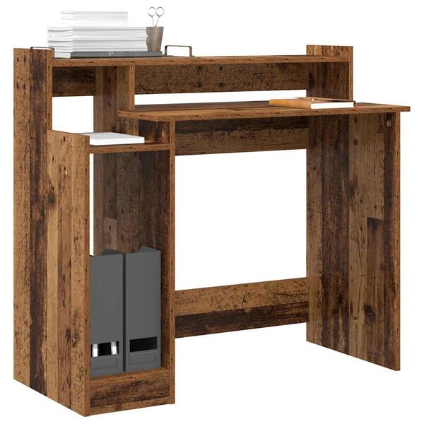 vidaXL Schreibtisch mit Regal Altholz 97 x 45 x 90 cm Holzwerkstoff