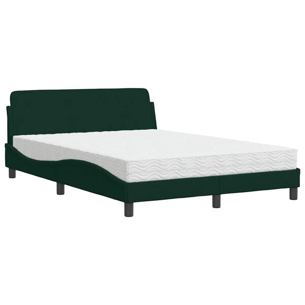 vidaXL Bett mit Matratze "Dover" Dunkelgr&uuml;n 140x190 cm Samt