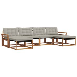 vidaXL Outdoor-Sofagarnitur mit Kissen 6 pcs Nat&uuml;rlich und Hellgrau