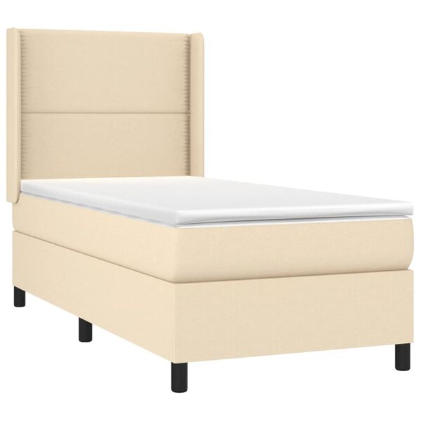 vidaXL Boxspringbett mit Matratze Creme 100x200 cm Stoff