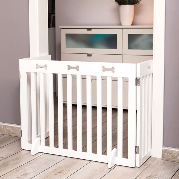 TRIXIE Hunde-Absperrgitter 3-teilig MDF 82-124 cm Wei&szlig;