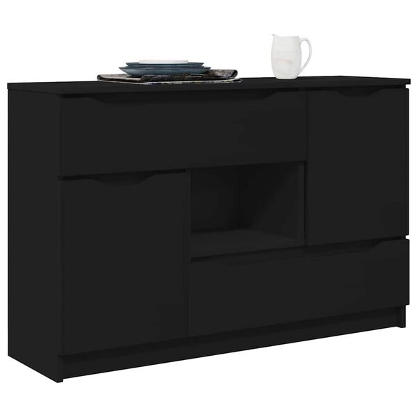 vidaXL Sideboard mit Schubladen Schwarz 100 x 30 x 65,6 Holzwerkstoff
