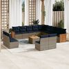 vidaXL 14-teiliges Gartensofa-Set mit Kissen, grau, Polyrattan