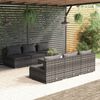 vidaXL 7-tlg. Garten-Lounge-Set mit Kissen Poly Rattan Grau