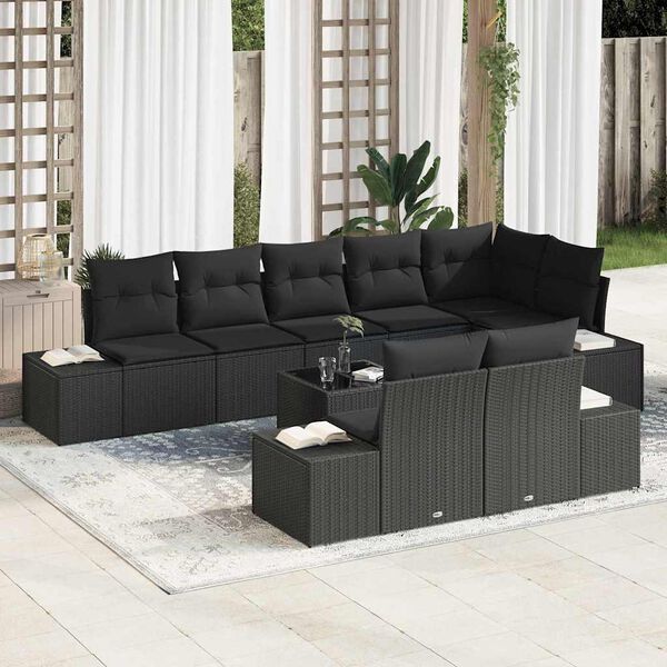 vidaXL Gartensofa-set mit Speicher Schwarz Poly Rattan