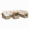 vidaXL 9-tlg. Garten-Sofagarnitur mit Kissen Beige Poly Rattan Akazie