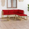 vidaXL 6-tlg. Garten-Lounge-Set mit Roten Kissen