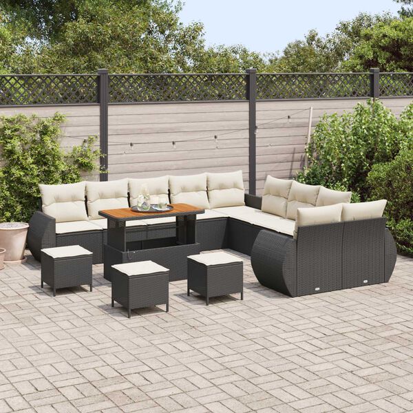 vidaXL Gartensofa-set 14 pcs Schwarz Poly-Rattan