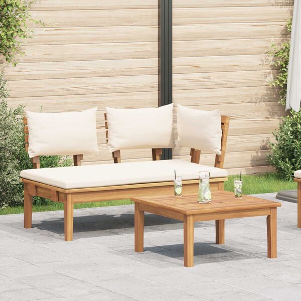 vidaXL Gartenbank 2 pcs Creme und Braun Massivholz Teak