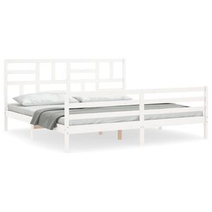 vidaXL Massivholzbett mit Kopfteil Wei&szlig; 200x200 cm