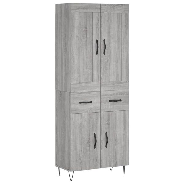 vidaXL Highboard Grau Sonoma 69,5x34x180 cm Holzwerkstoff