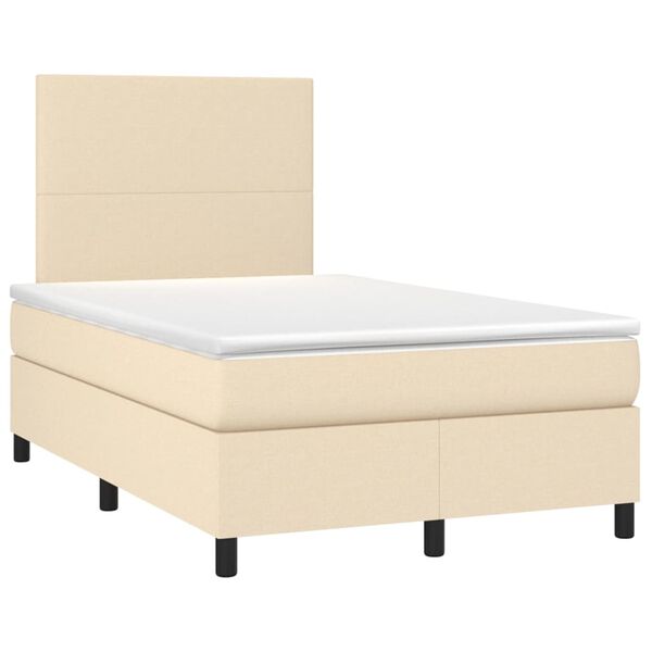 vidaXL Boxspringbett mit Matratze Creme 120x200 cm Stoff