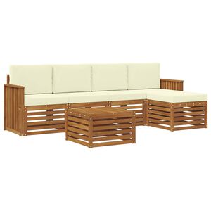 vidaXL Outdoor-Sofagarnitur mit Kissen 6 pcs Natur und Creme