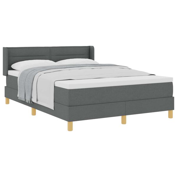 vidaXL Boxspringbett mit Matratze Dunkelgrau 140 x 190 cm Stoff