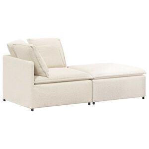 vidaXL Modulares Sofa mit Hocker Kissen Stoff in Lammwolloptik Creme