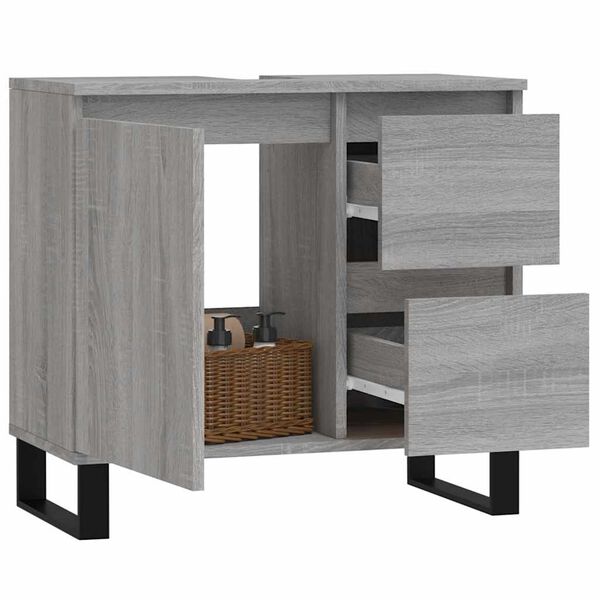vidaXL Badschrank Grau Sonoma 65x33x60 cm Holzwerkstoff